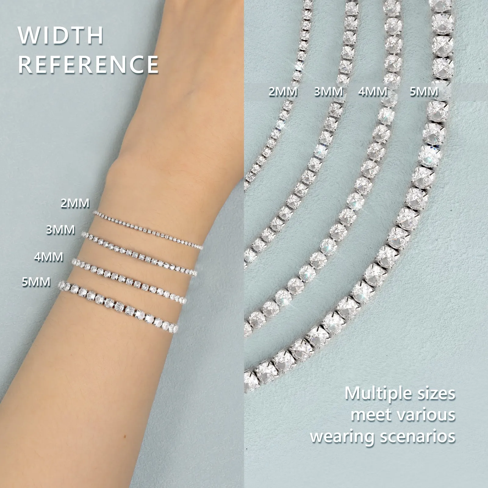 2mm CZ Diamond Tennis Bracelet 316L Stainless Steel KRKC