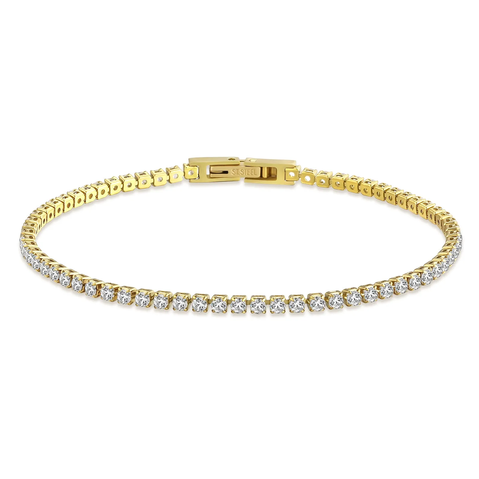 2mm CZ Diamond Tennis Bracelet 316L Stainless Steel KRKC