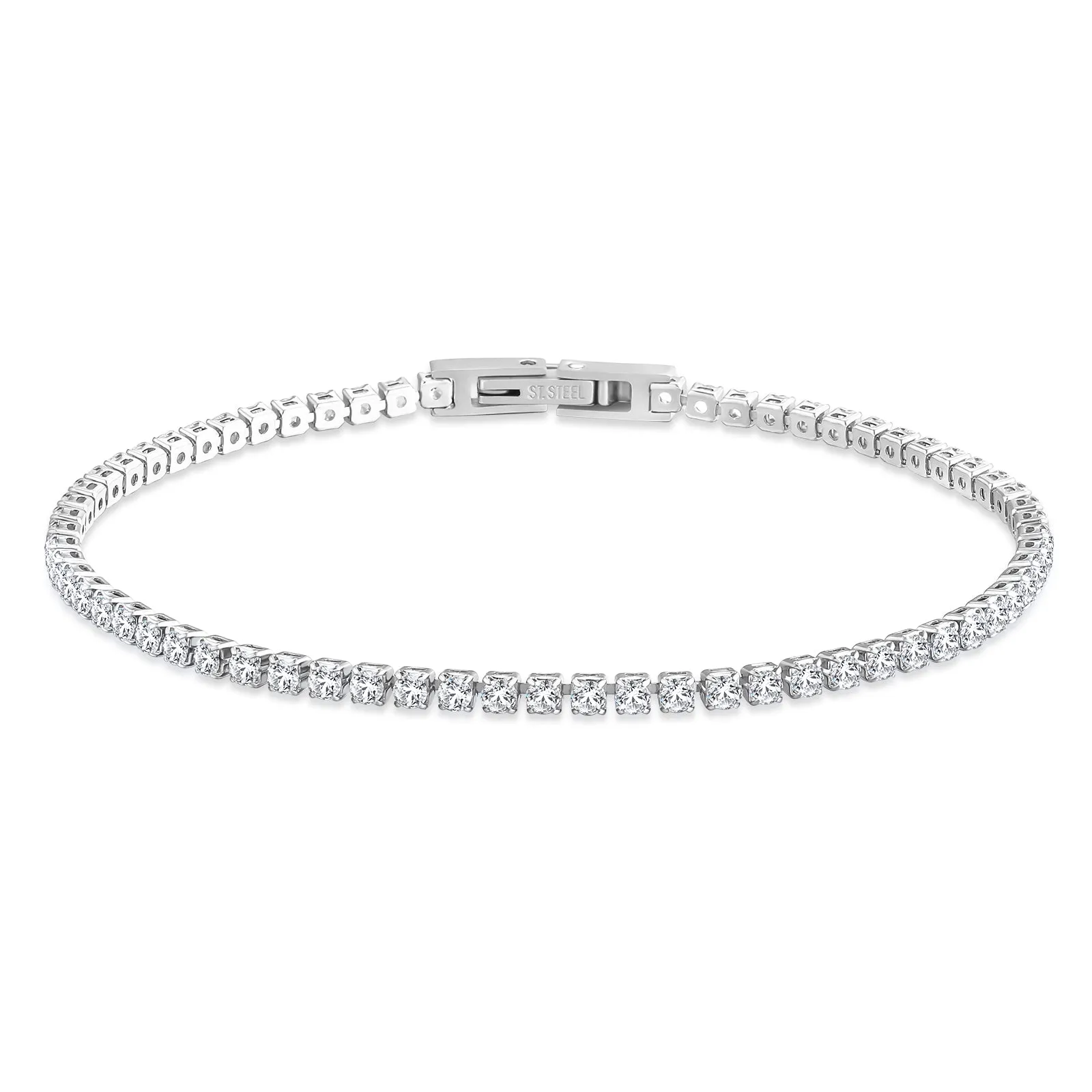 2mm CZ Diamond Tennis Bracelet 316L Stainless Steel KRKC