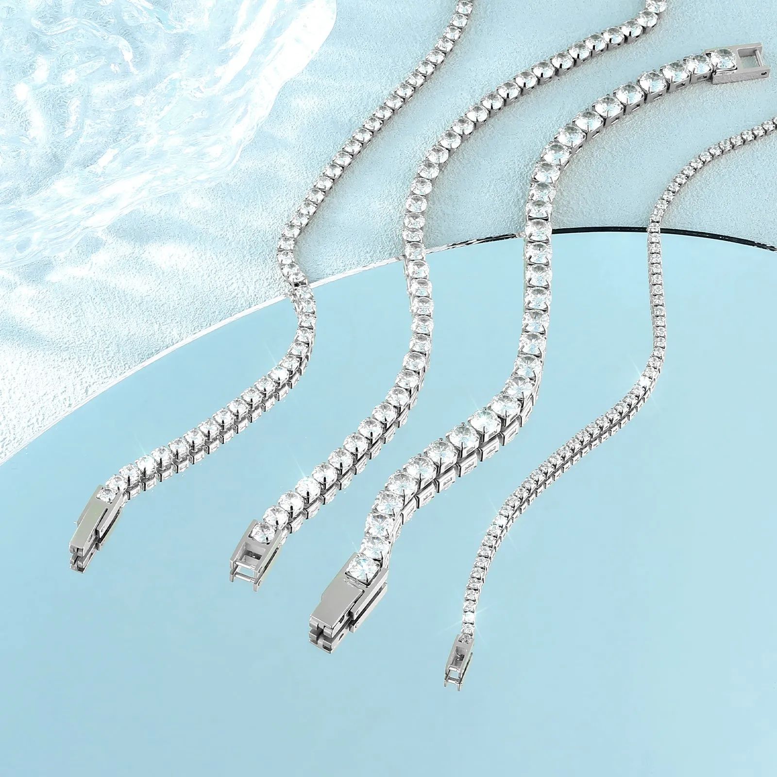 2mm CZ Diamond Tennis Bracelet 316L Stainless Steel KRKC