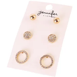 3 Pair Stud Fashion Earring Set