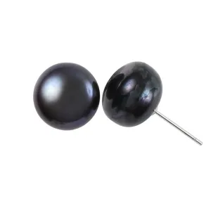 318-10 | 10MM BLACK FRESHWATER STUD EARRINGS