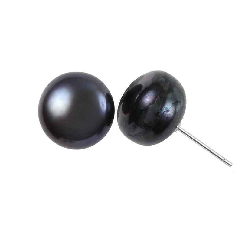 318-10 | 10MM BLACK FRESHWATER STUD EARRINGS