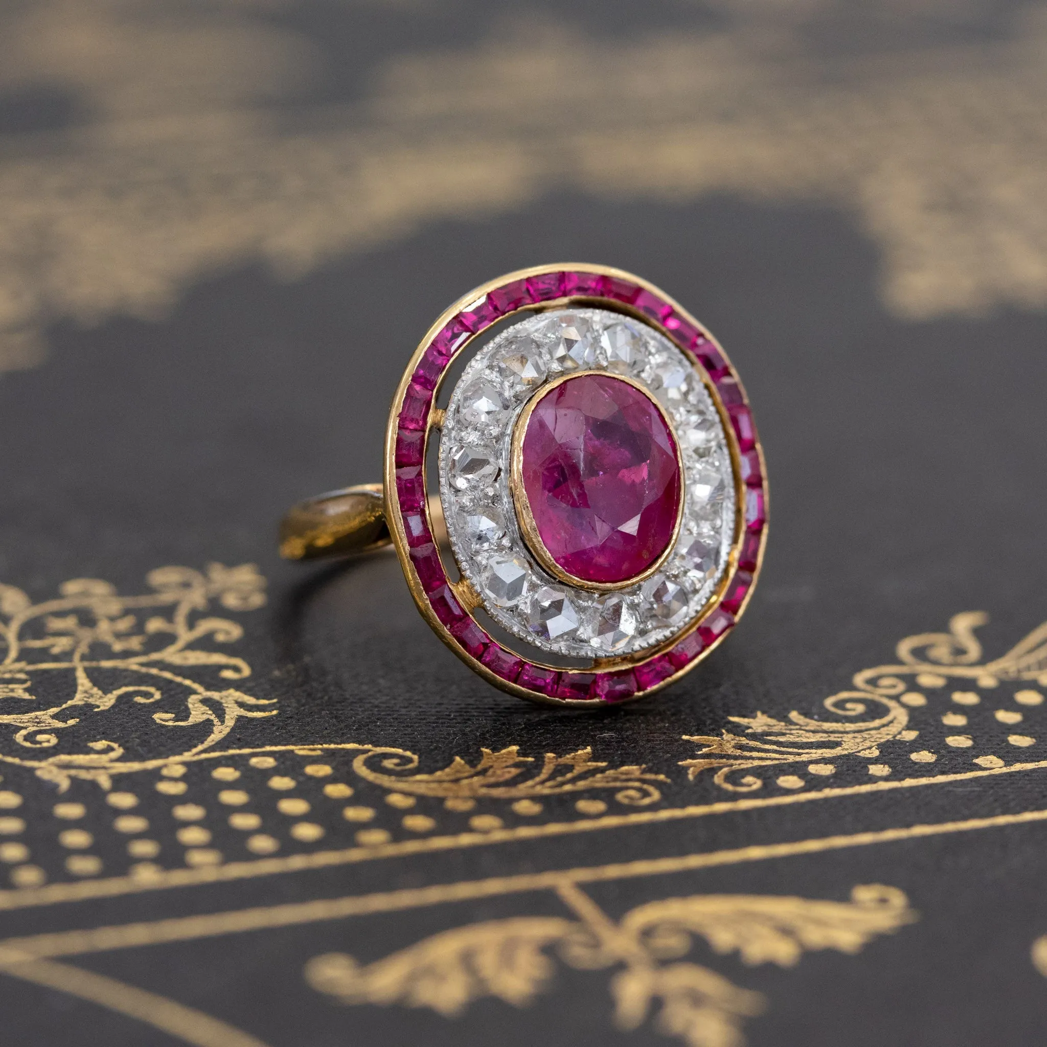 3.27ctw Burma No-heat Ruby Cluster Ring