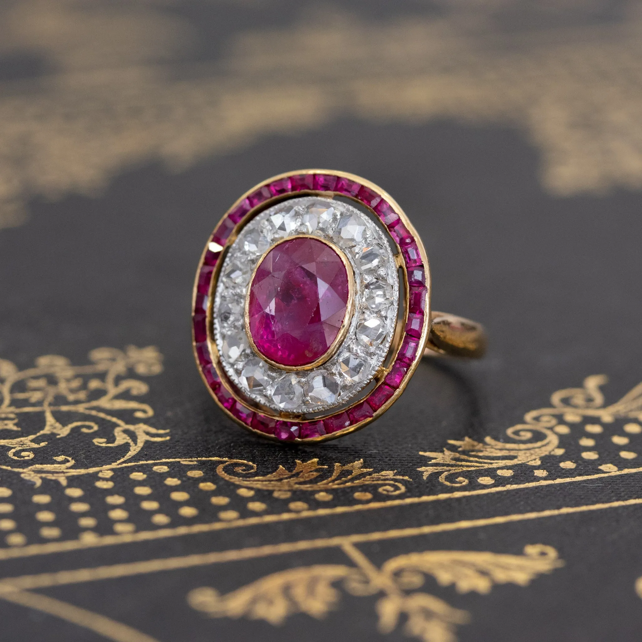 3.27ctw Burma No-heat Ruby Cluster Ring