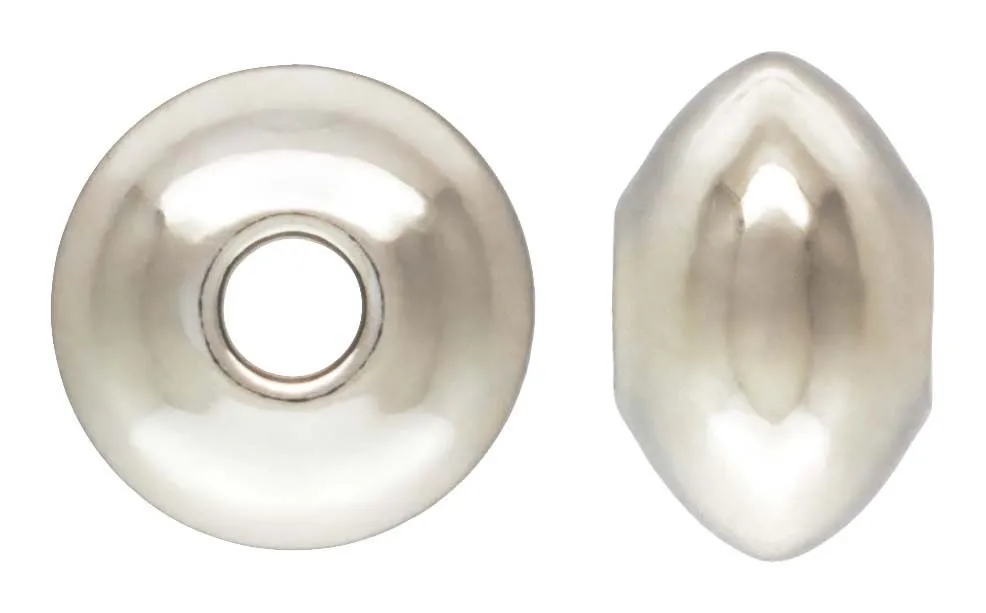 3.3x2.0mm Saucer Bead 0.9mm Hole, Sterling Silver. Made in USA. #5020133L