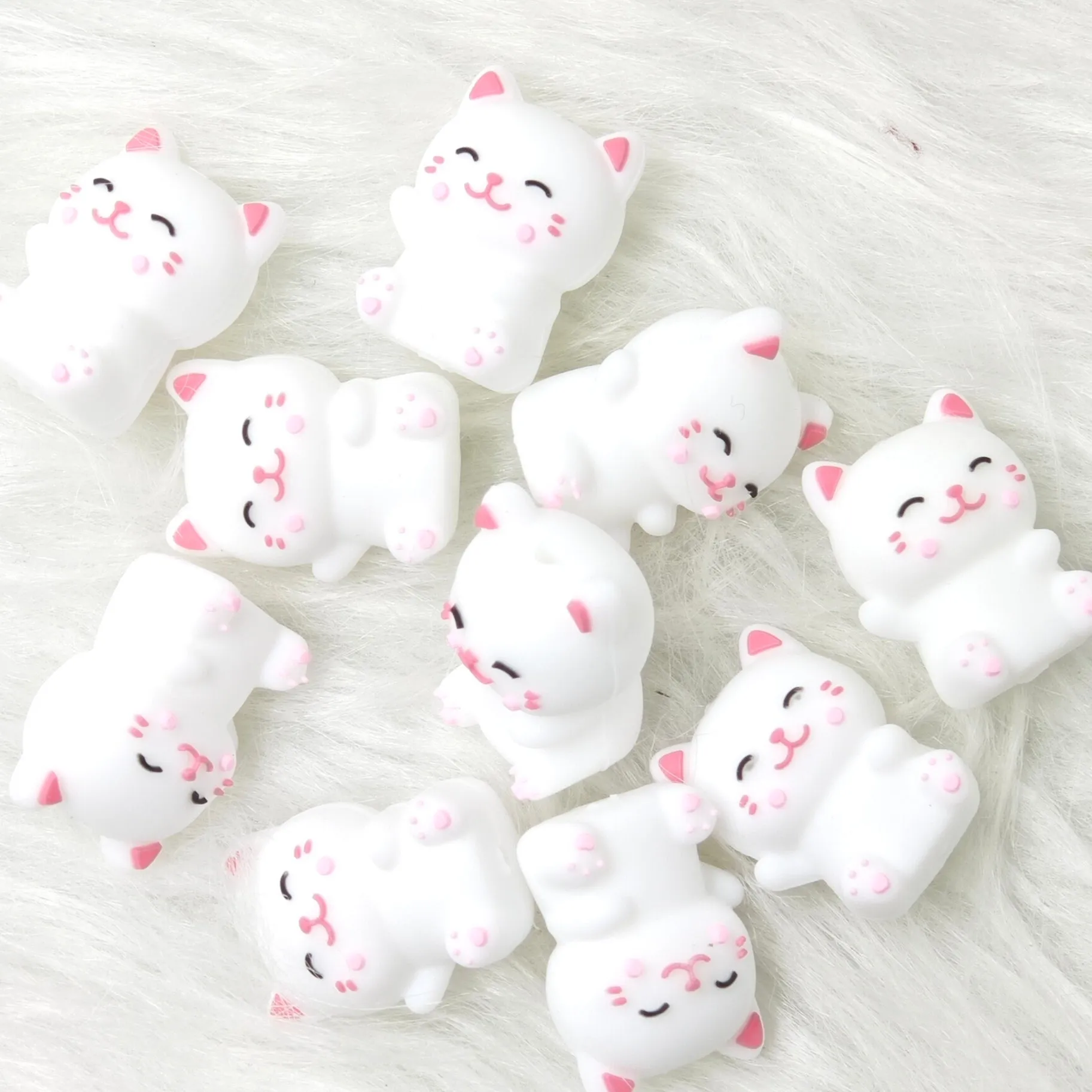 3D Pink Cat Silicone Focal Beads Wholesale, animal focal beads, 3D focal beads