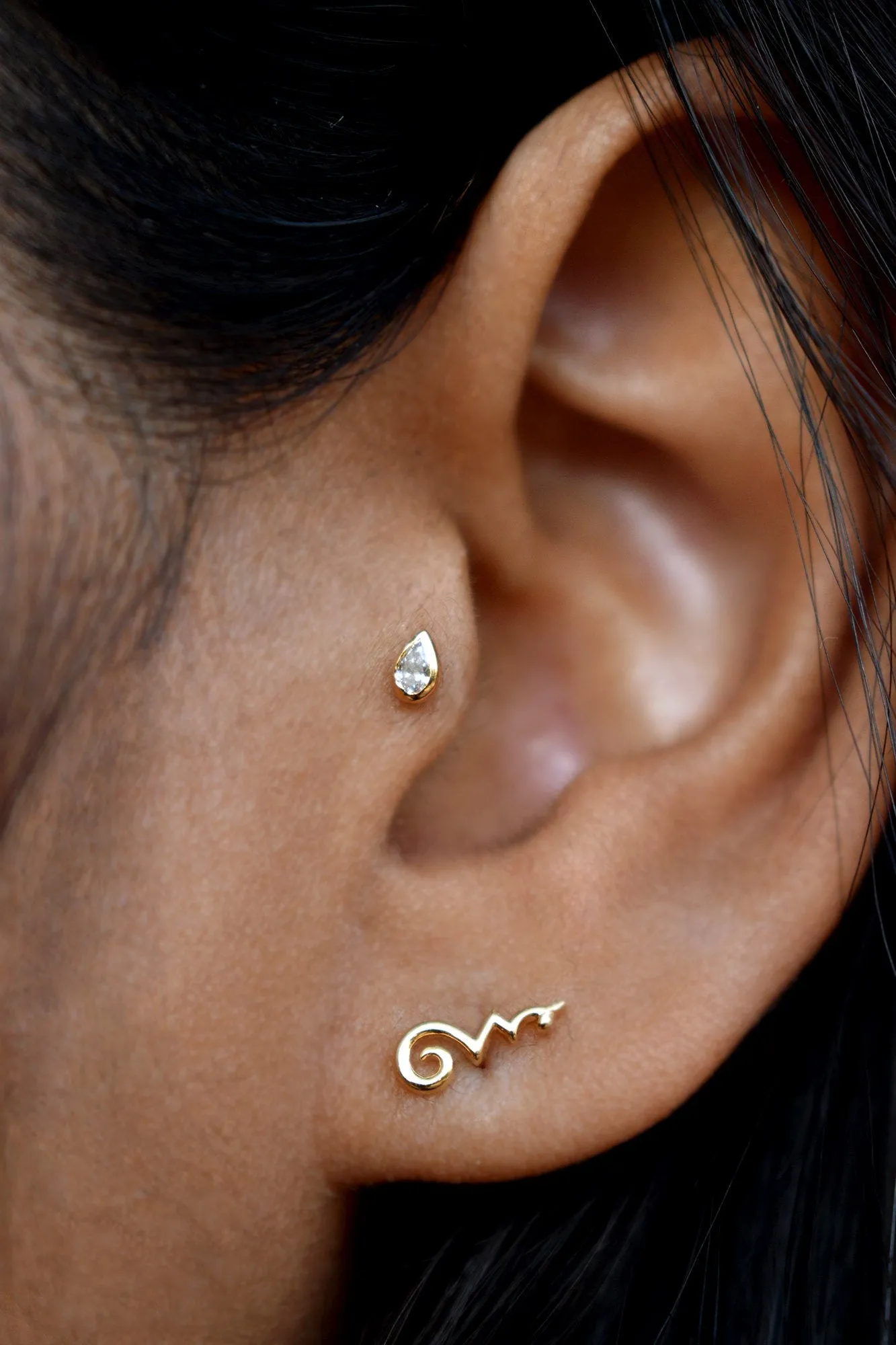 3x2 mm Natural Pear Diamond Flatback Earring in 14k Solid Gold