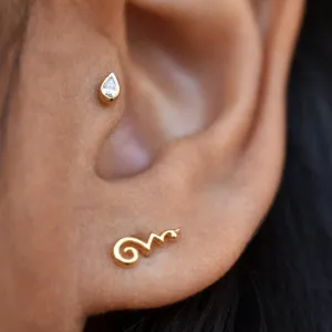 3x2 mm Natural Pear Diamond Flatback Earring in 14k Solid Gold