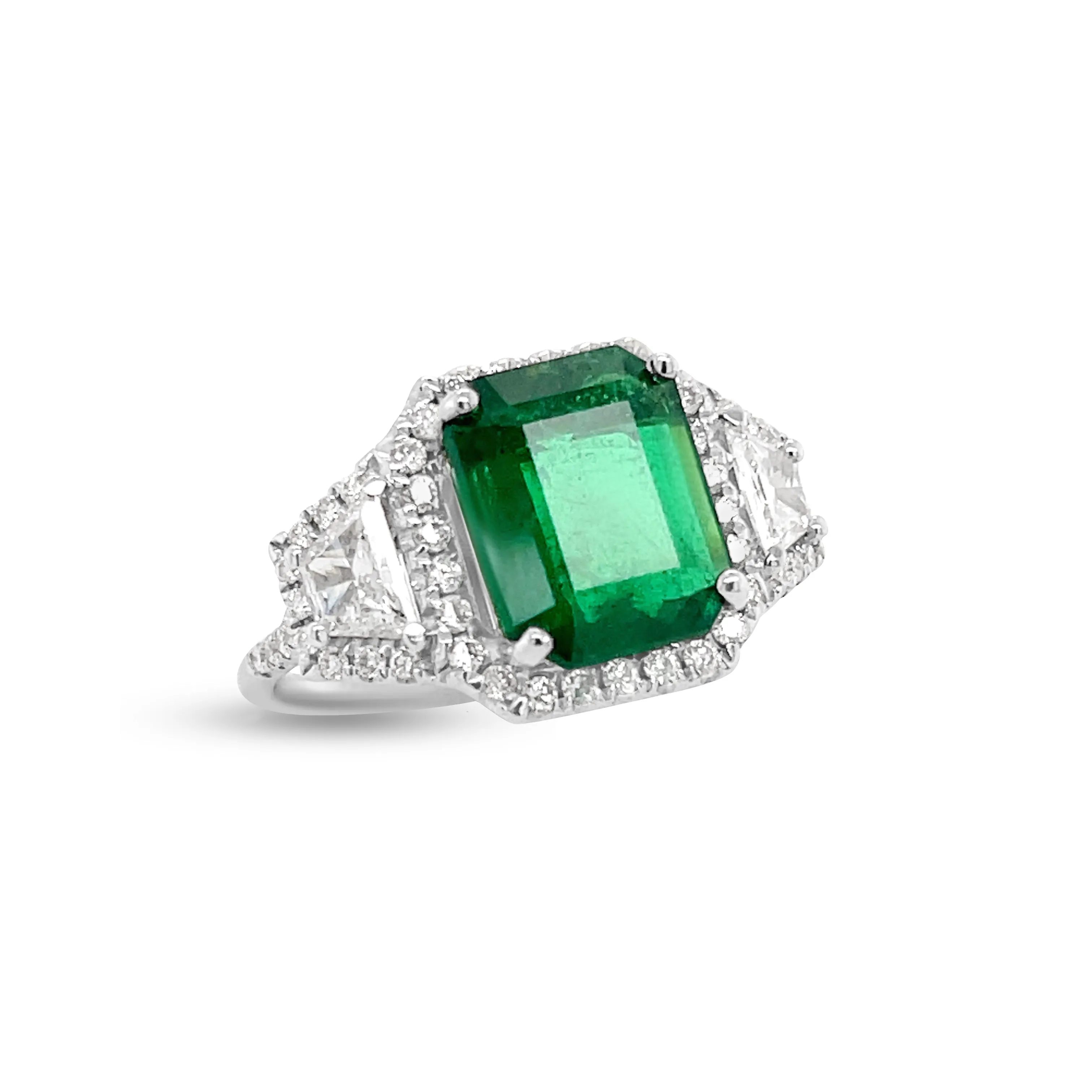 4.15 Carat Emerald Gemstone Ring in 18k White Gold