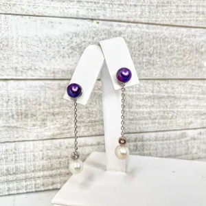 423 - Earring Mount : Stud W/CZ Dangle - Sterling Silver