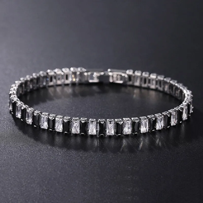 4mm Cubic Zirconia Green Tennis Bracelet Chain Bracelets For Women Men Gold Silver Color Hand Chain CZ Chain Homme Jewelry