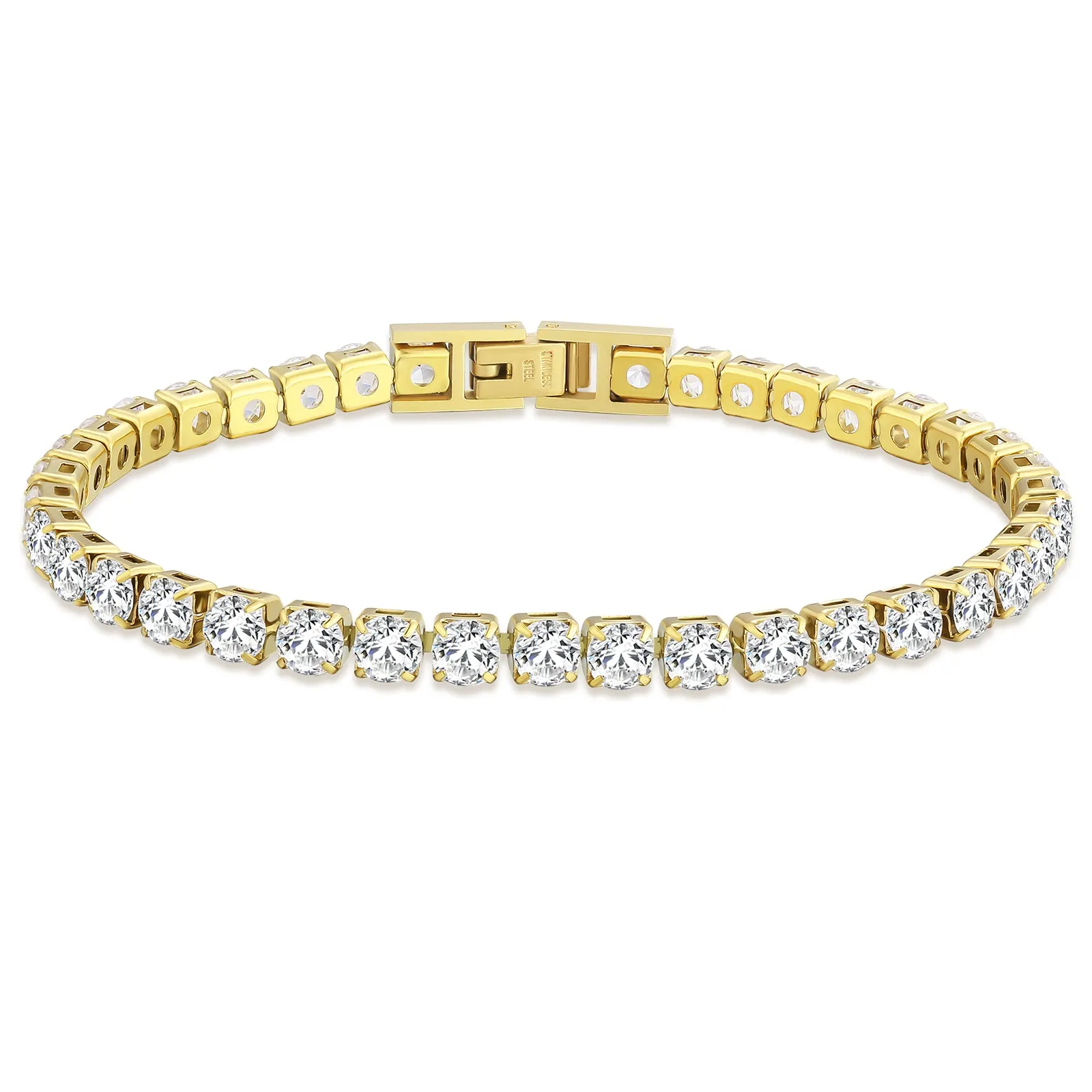 4mm CZ Diamond Tennis Bracelet 316L Stainless Steel KRKC