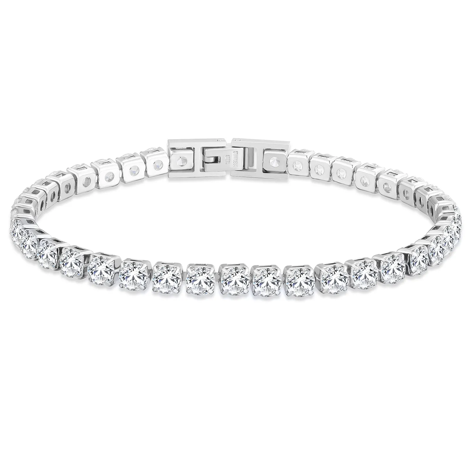 4mm CZ Diamond Tennis Bracelet 316L Stainless Steel KRKC