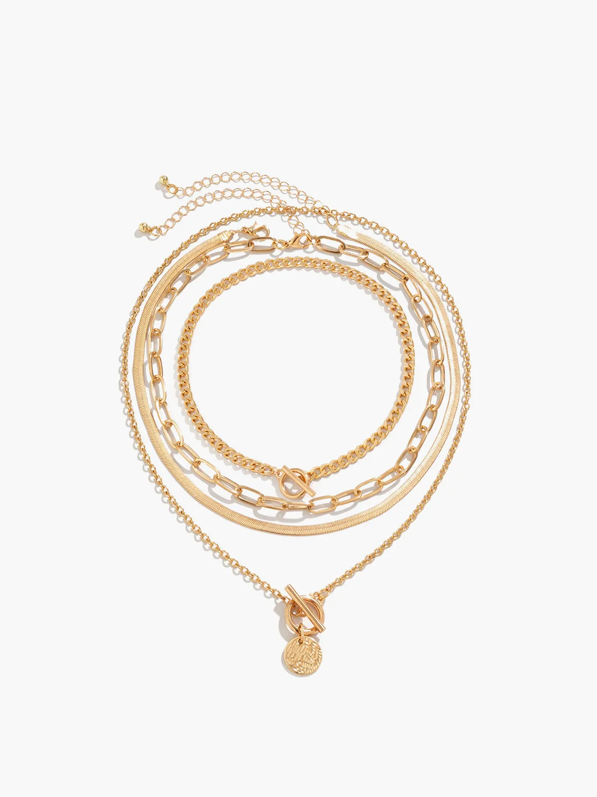 4pcs Chunky Stacking Pendant Necklace