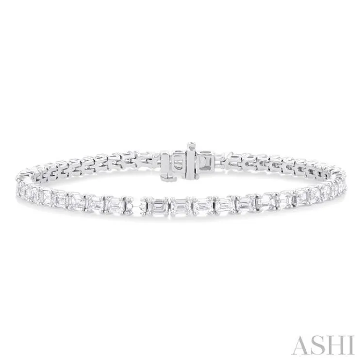6.00 ctw East West Emerald Cut Diamond Fashion Tennis Bracelet in 14K White Gold