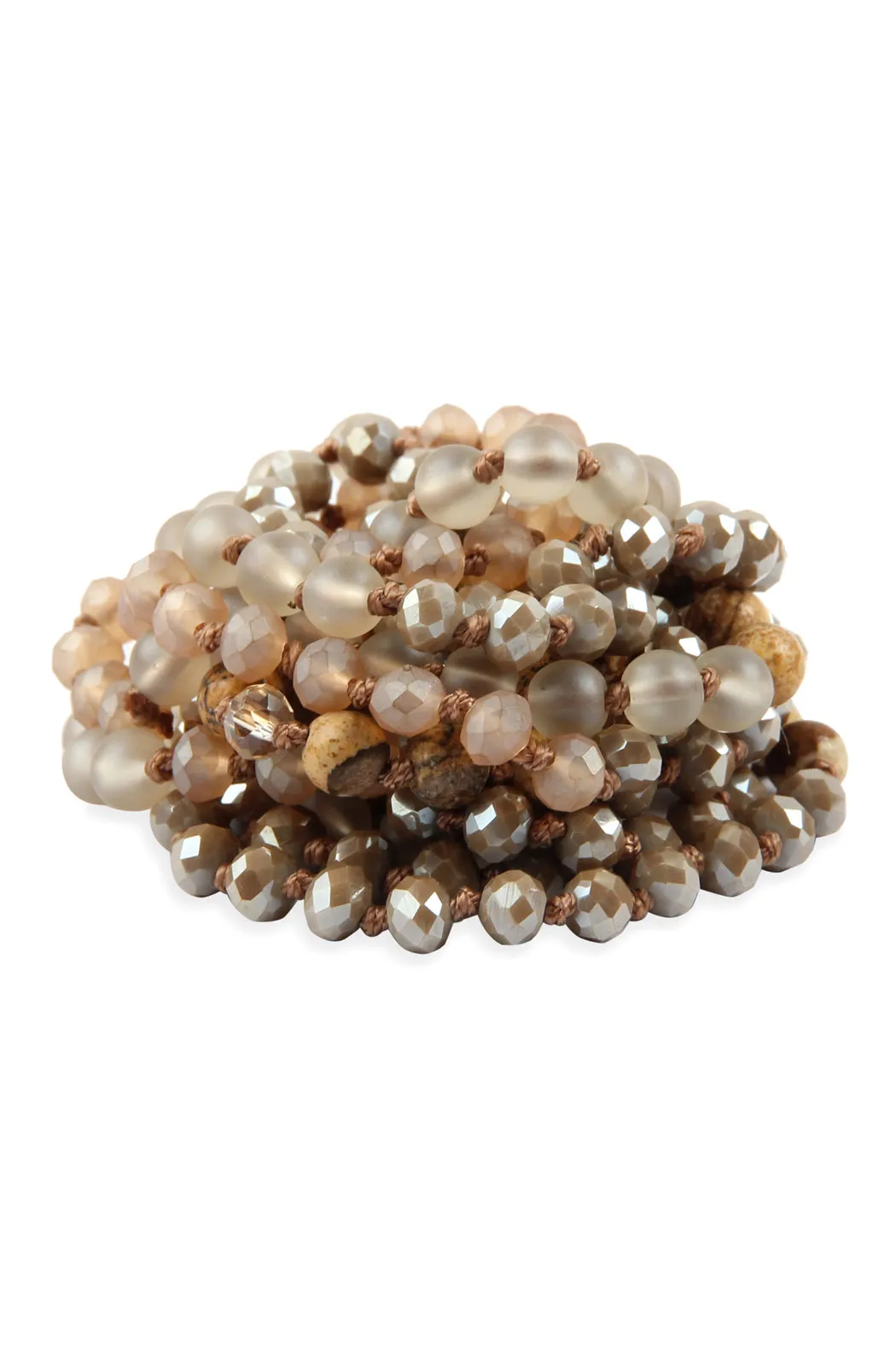 6MM TWO LINE MIXED BEADS NECKLACE