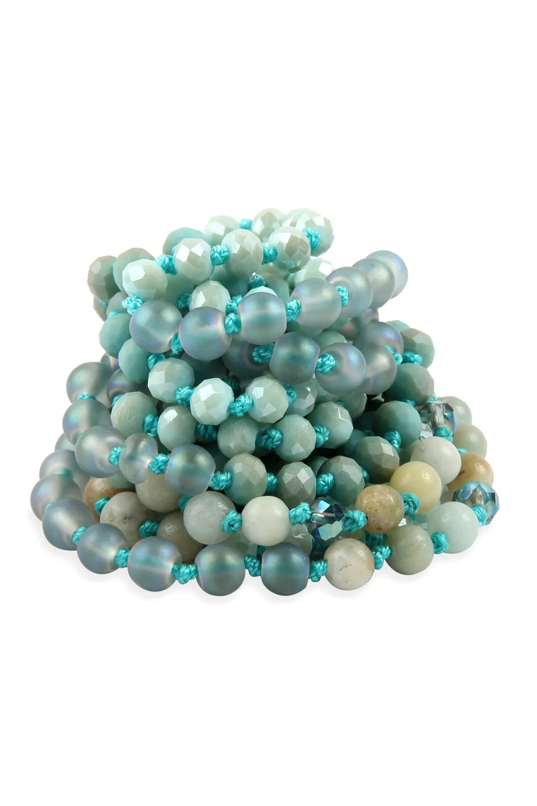 6MM TWO LINE MIXED BEADS NECKLACE