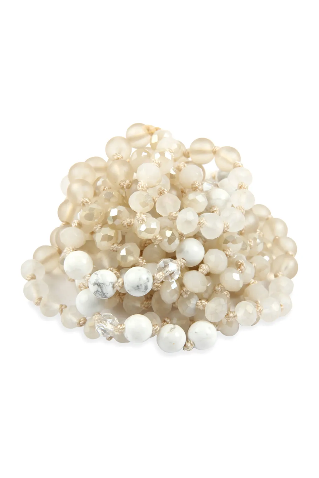 6MM TWO LINE MIXED BEADS NECKLACE