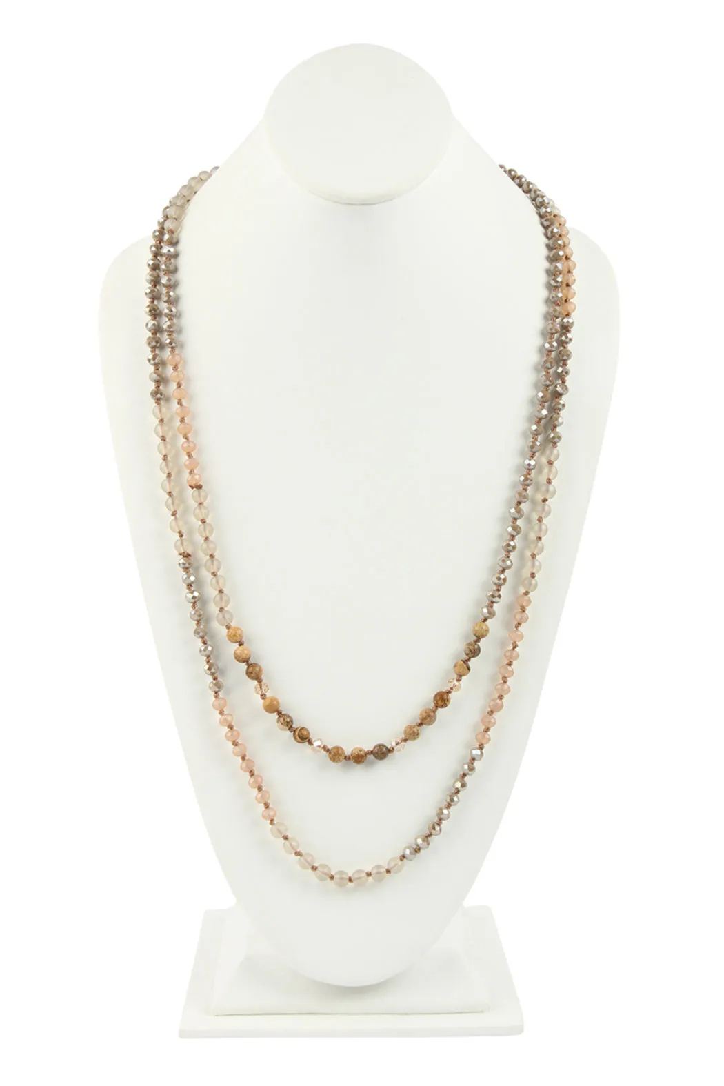 6MM TWO LINE MIXED BEADS NECKLACE