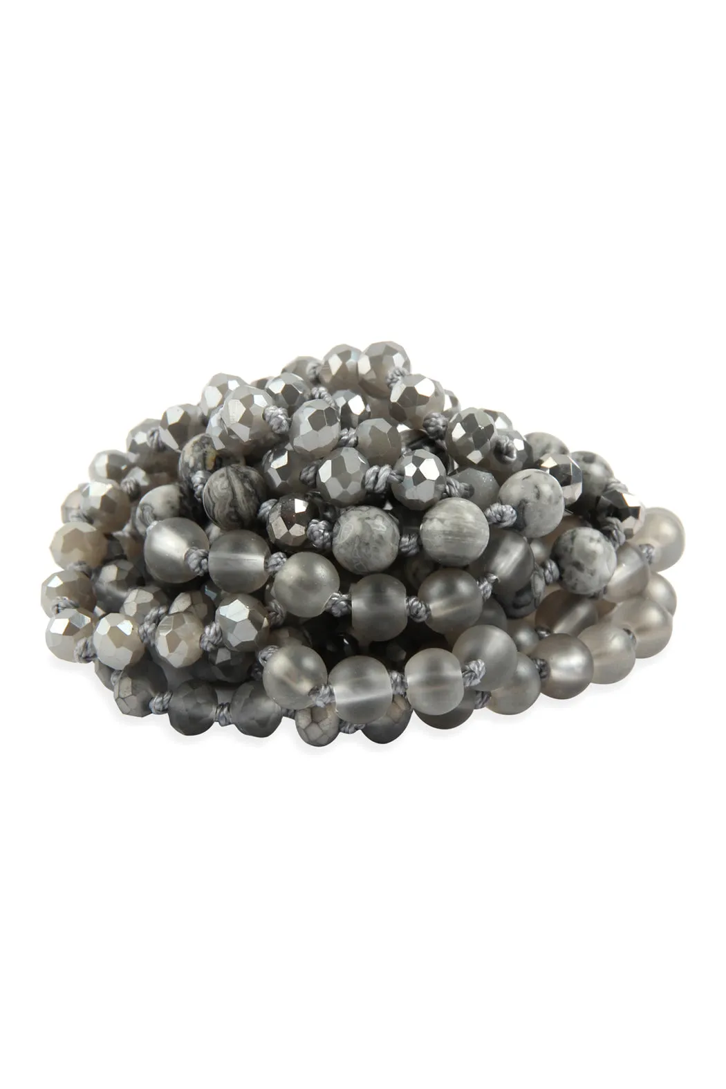 6MM TWO LINE MIXED BEADS NECKLACE