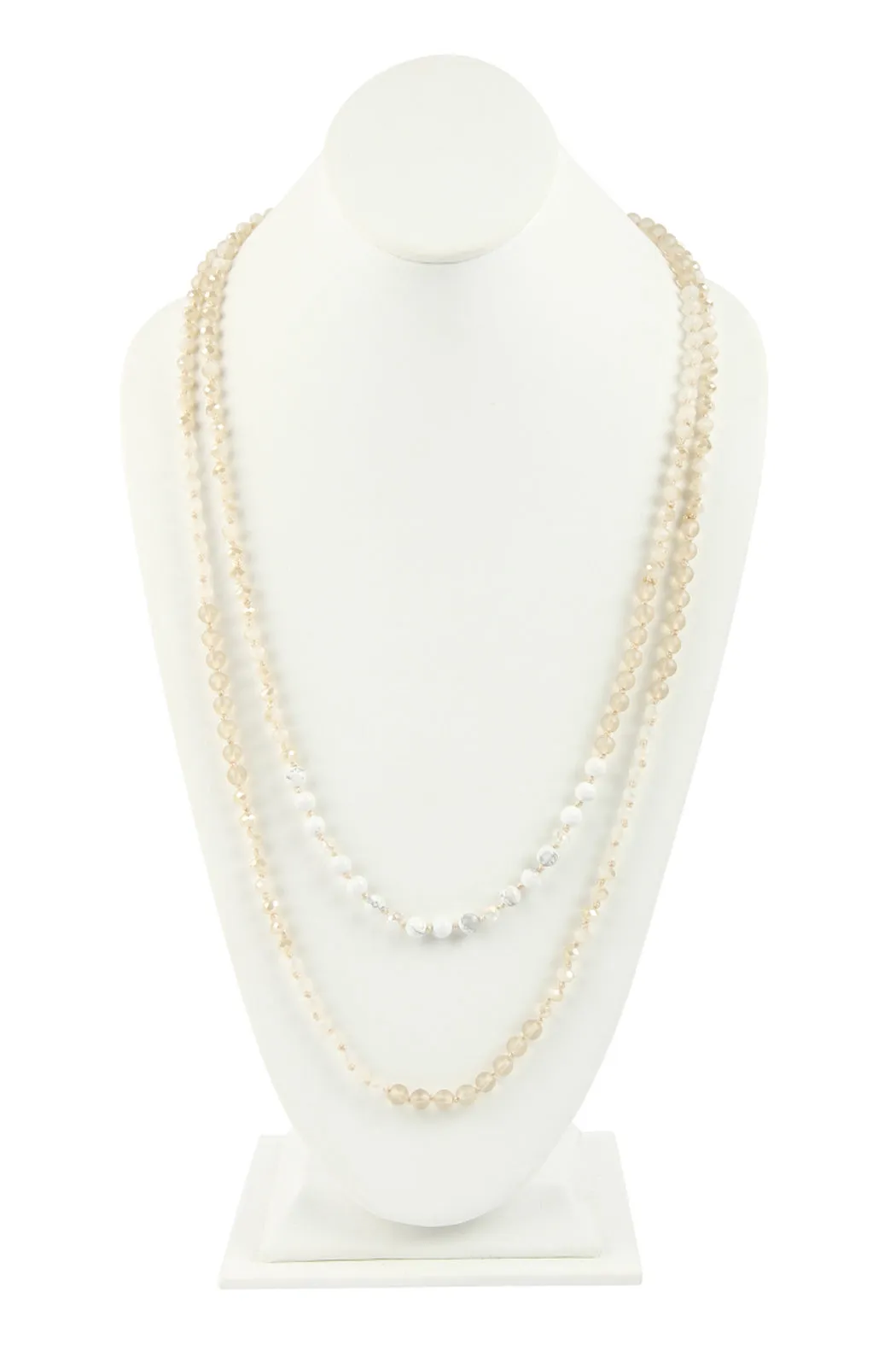 6MM TWO LINE MIXED BEADS NECKLACE