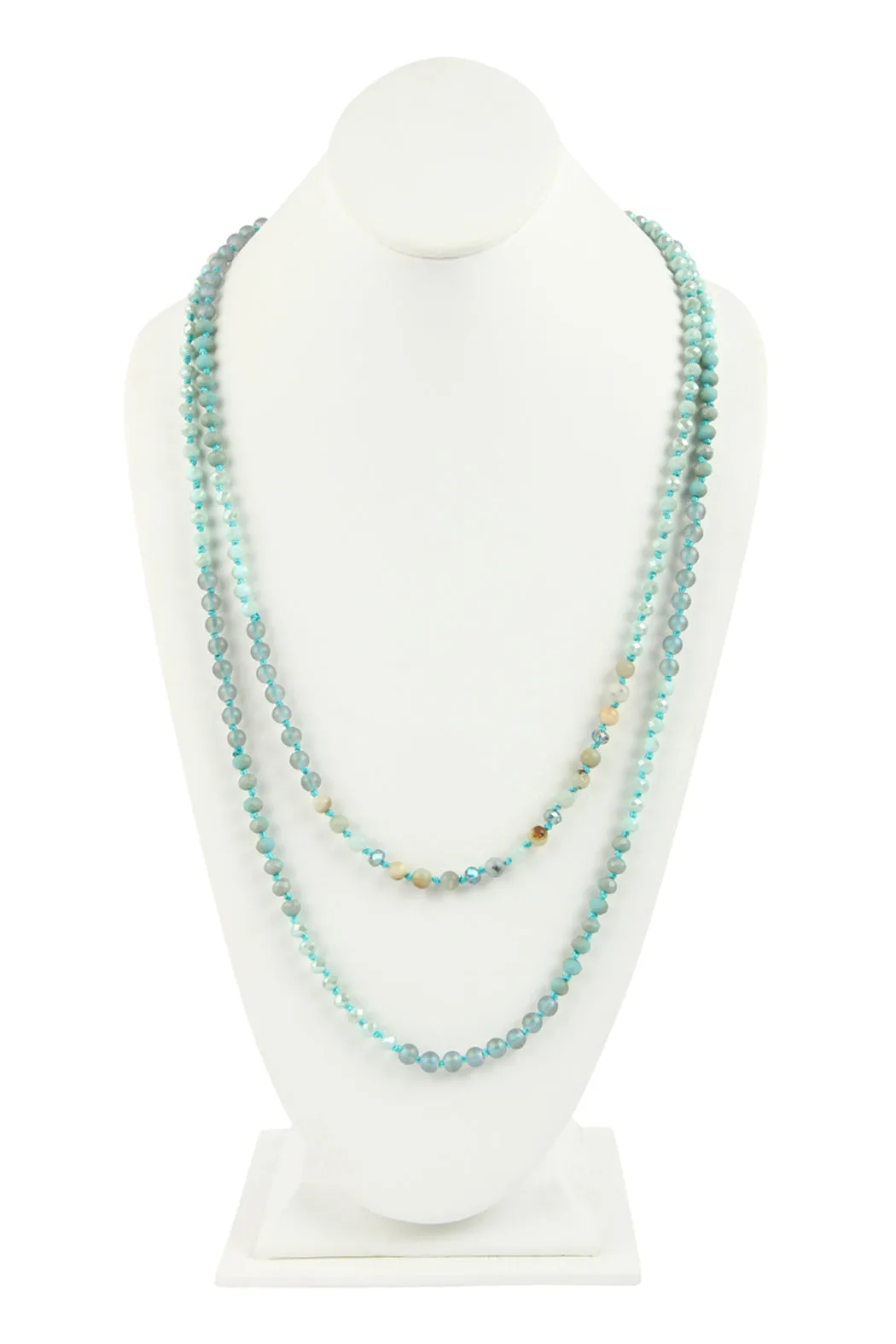 6MM TWO LINE MIXED BEADS NECKLACE