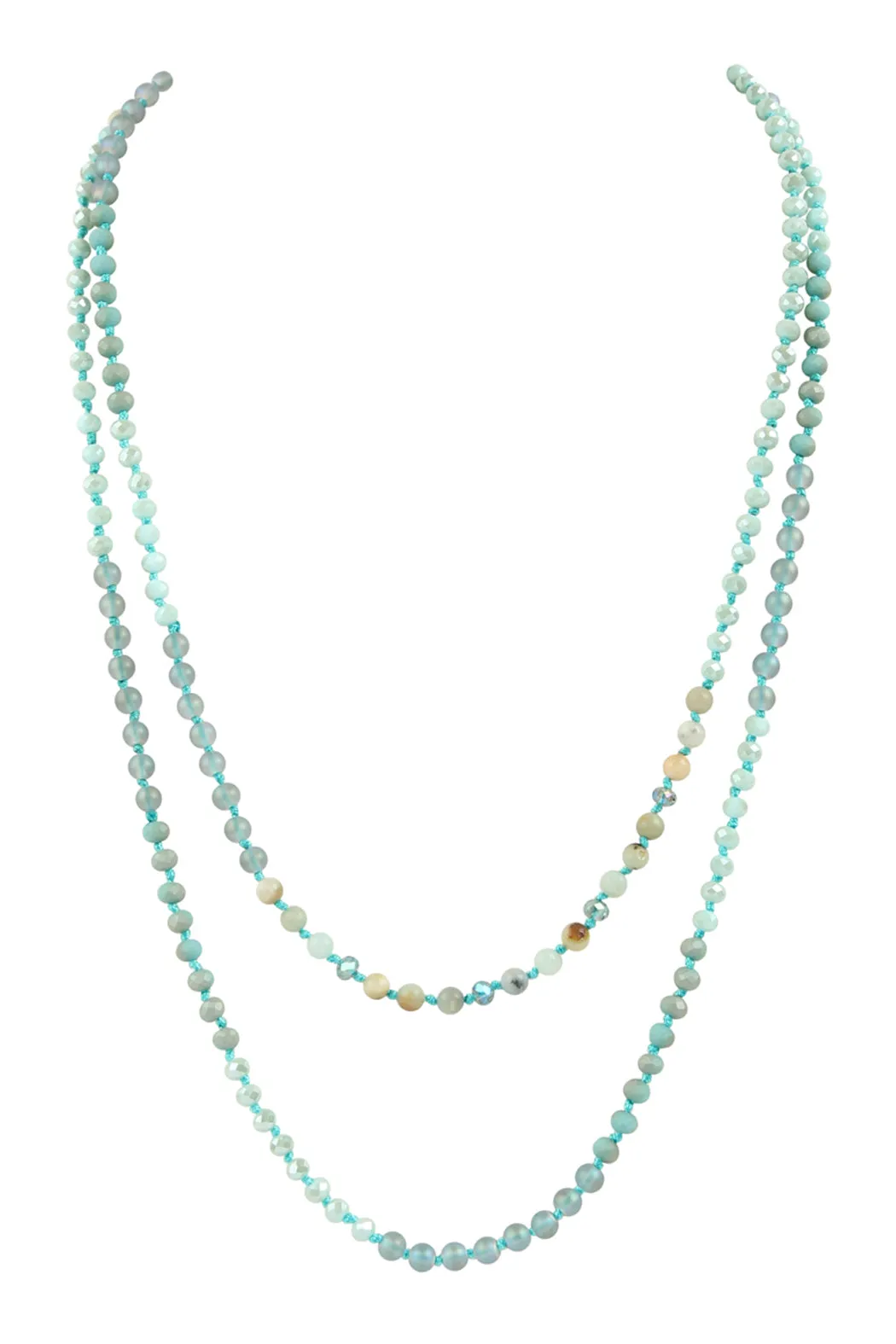6MM TWO LINE MIXED BEADS NECKLACE