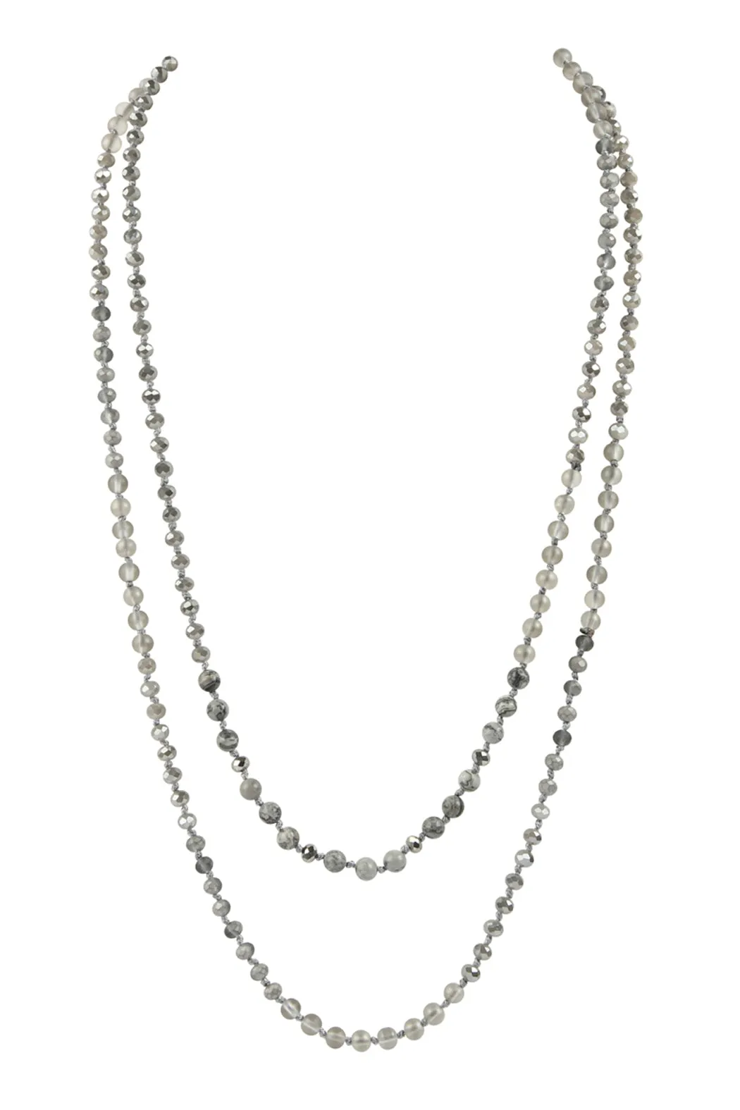 6MM TWO LINE MIXED BEADS NECKLACE