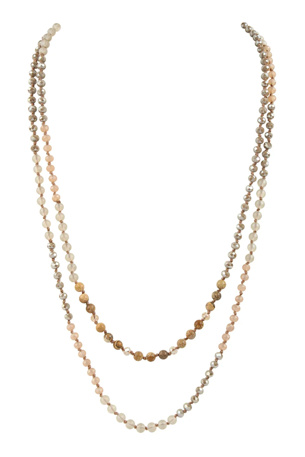 6MM TWO LINE MIXED BEADS NECKLACE