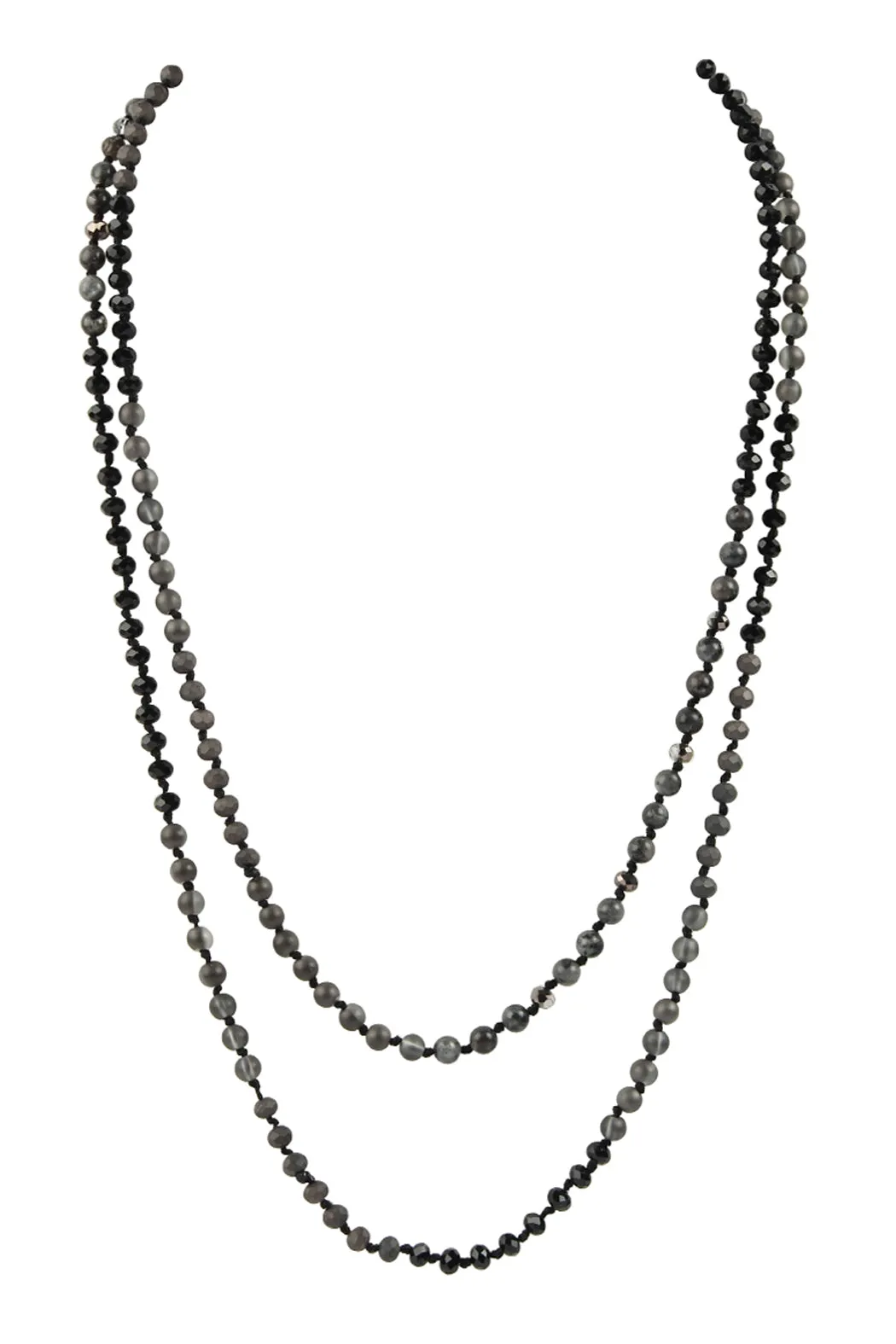 6MM TWO LINE MIXED BEADS NECKLACE