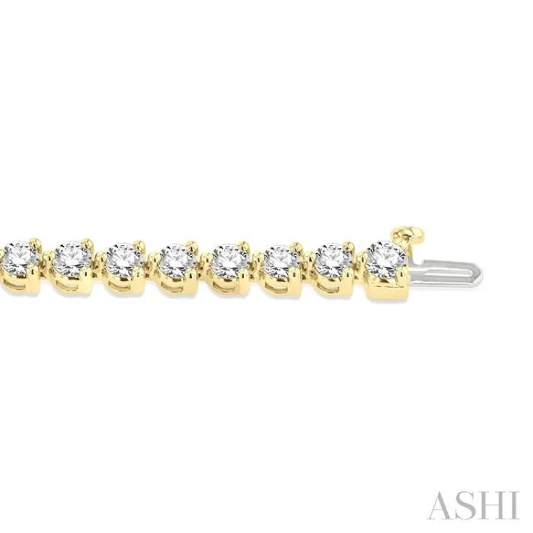 7 ctw Tri-Prong Round Cut Diamond Tennis Bracelet in 14K Yellow Gold