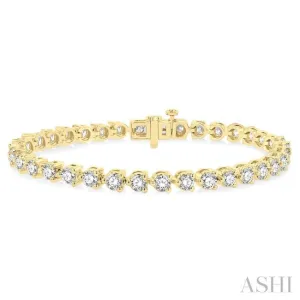 7 ctw Tri-Prong Round Cut Diamond Tennis Bracelet in 14K Yellow Gold