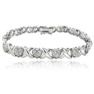 8 MM 14K Gold Plated Diamond Heart Shape Tennis Bracelet