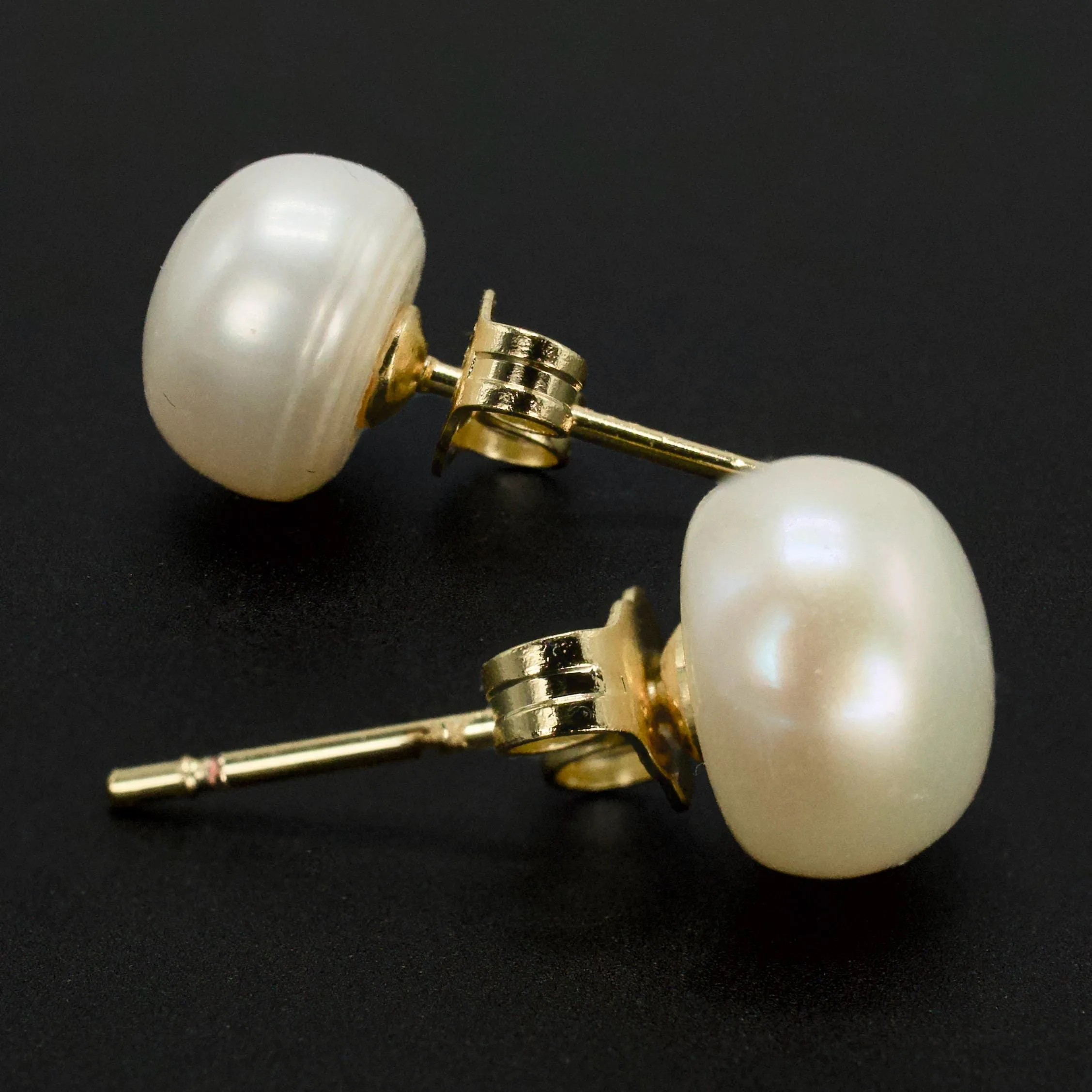 8 mm Akoya Pearl Stud Earrings in 14K Yellow Gold
