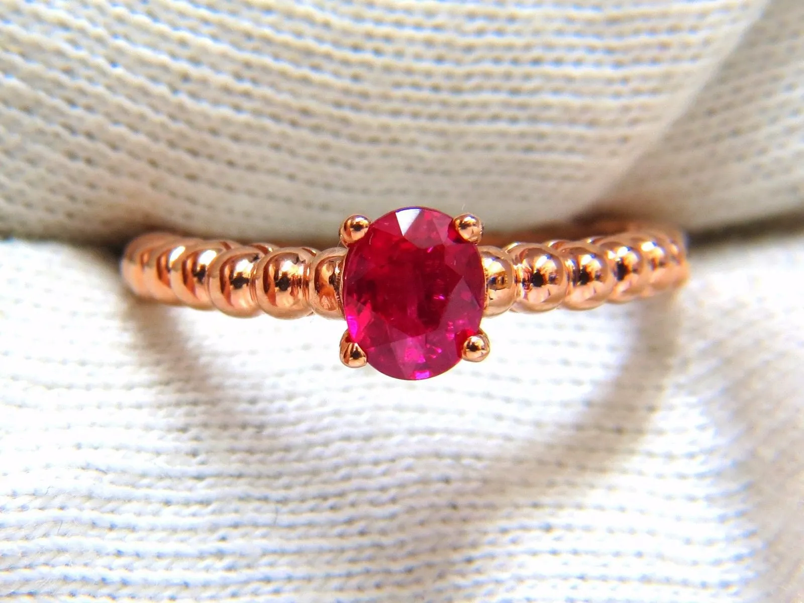 .82ct natural vivid bright ruby solitaire ring & band 14kt
