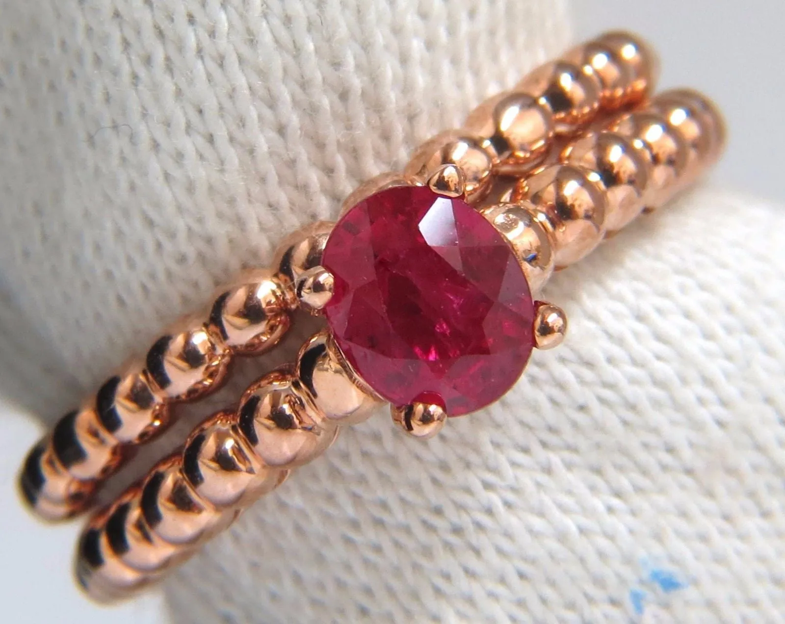 .82ct natural vivid bright ruby solitaire ring & band 14kt