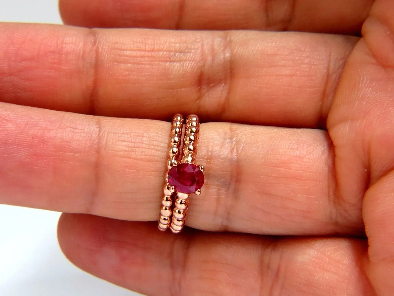 .82ct natural vivid bright ruby solitaire ring & band 14kt