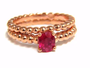 .82ct natural vivid bright ruby solitaire ring & band 14kt
