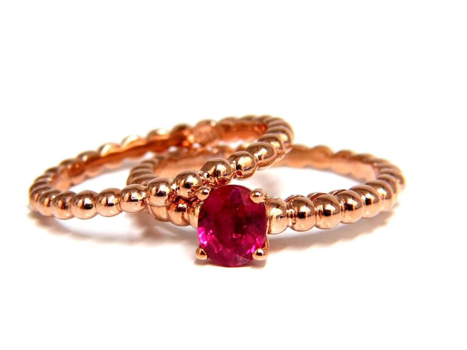 .82ct natural vivid bright ruby solitaire ring & band 14kt