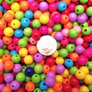 8mm 100 Bubblegum Beads, Assorted Colors Chunky Acrylic Beads, Chunky Necklace Supply Bead, 8 mm Spacer Beads, Dangle Beads, Bottlecap Bead