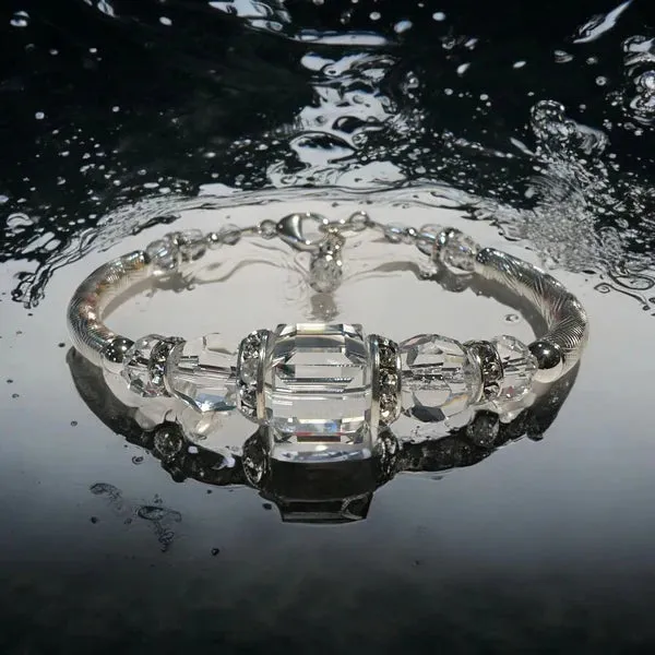 8mm Crystal Silver Plate Contour Bead (Pack of 4)
