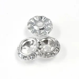 8mm Crystal Silver Plate Contour Bead (Pack of 4)
