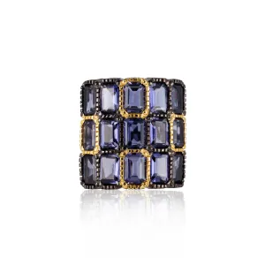 925 Silver O Ring with Iolite