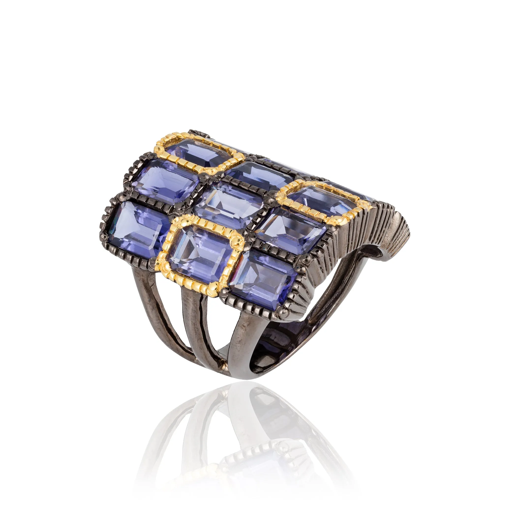925 Silver O Ring with Iolite