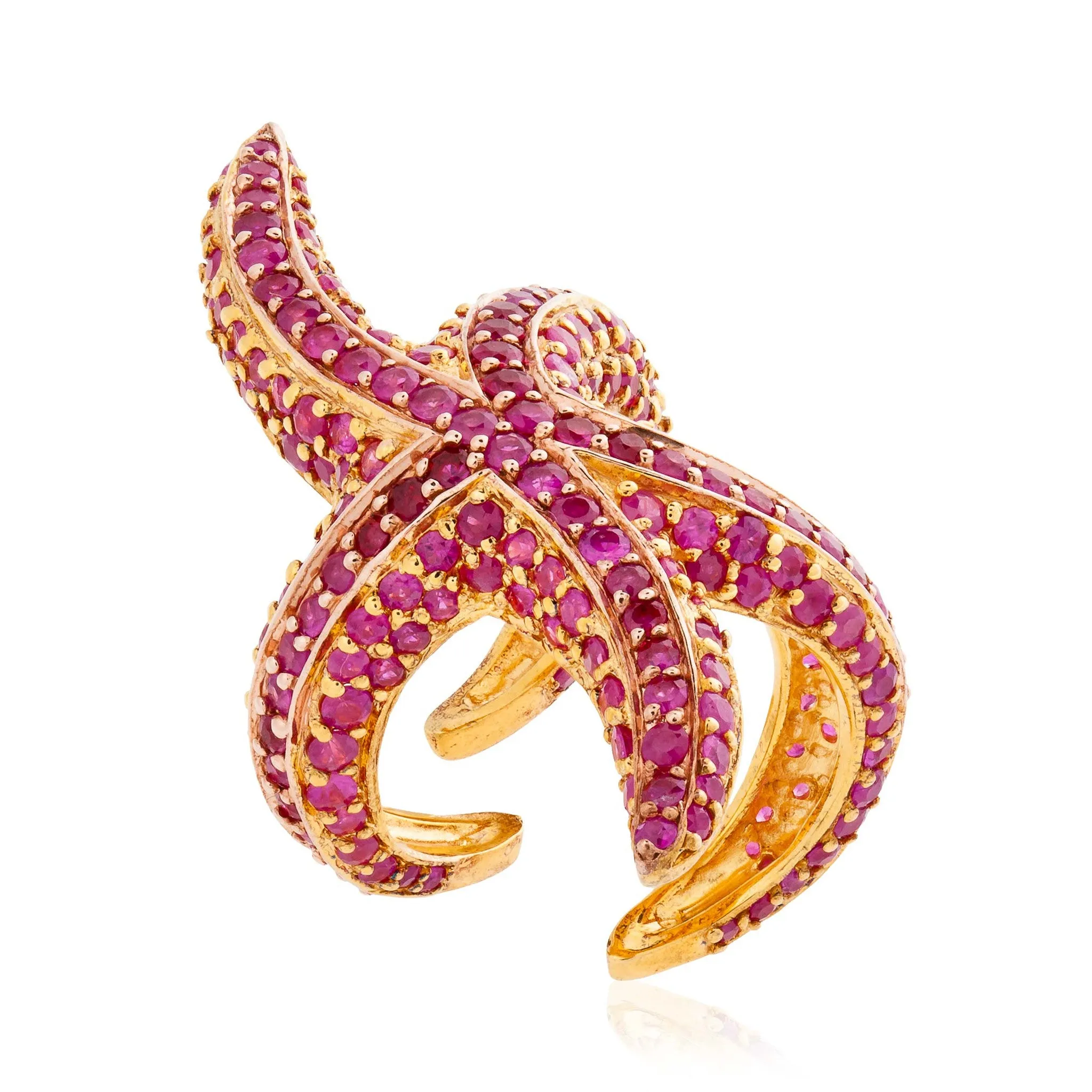 925 Silver Starfish Ring with Ruby