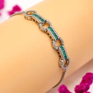925 Sterling Silver Cubic Zirconia Emerald Bracelet