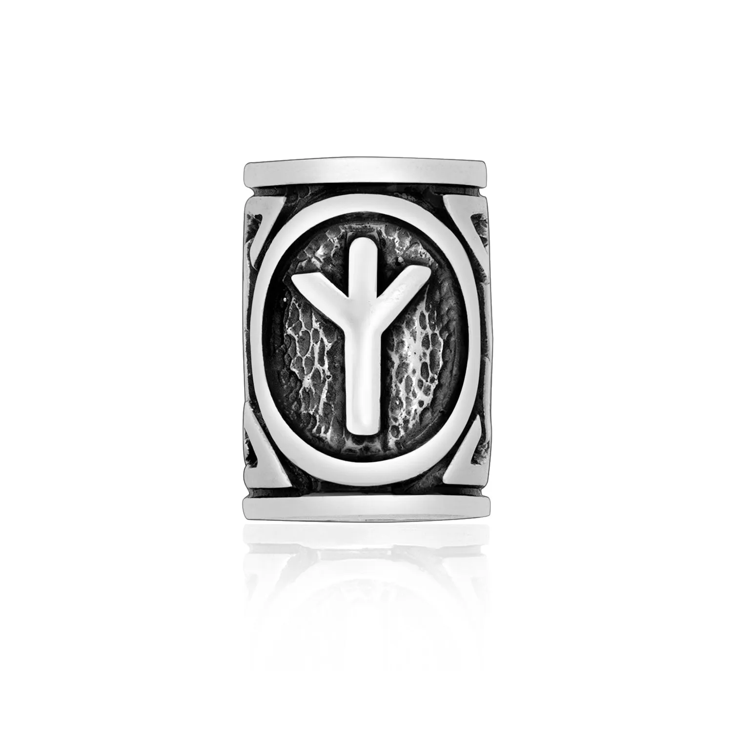925 Sterling Silver Viking Beard Hair Bead with Rune Algiz