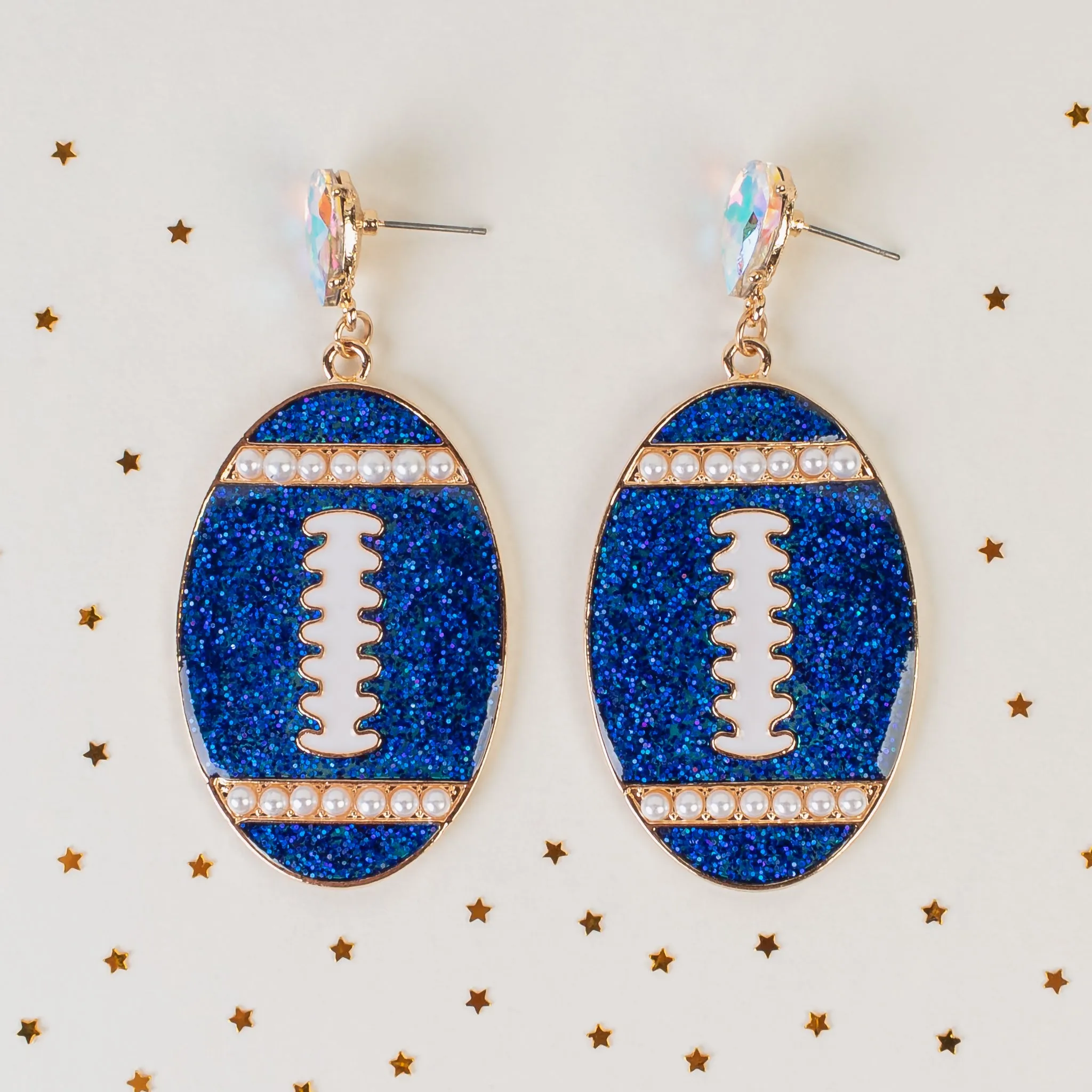 93226 - Football Earrings - Blue