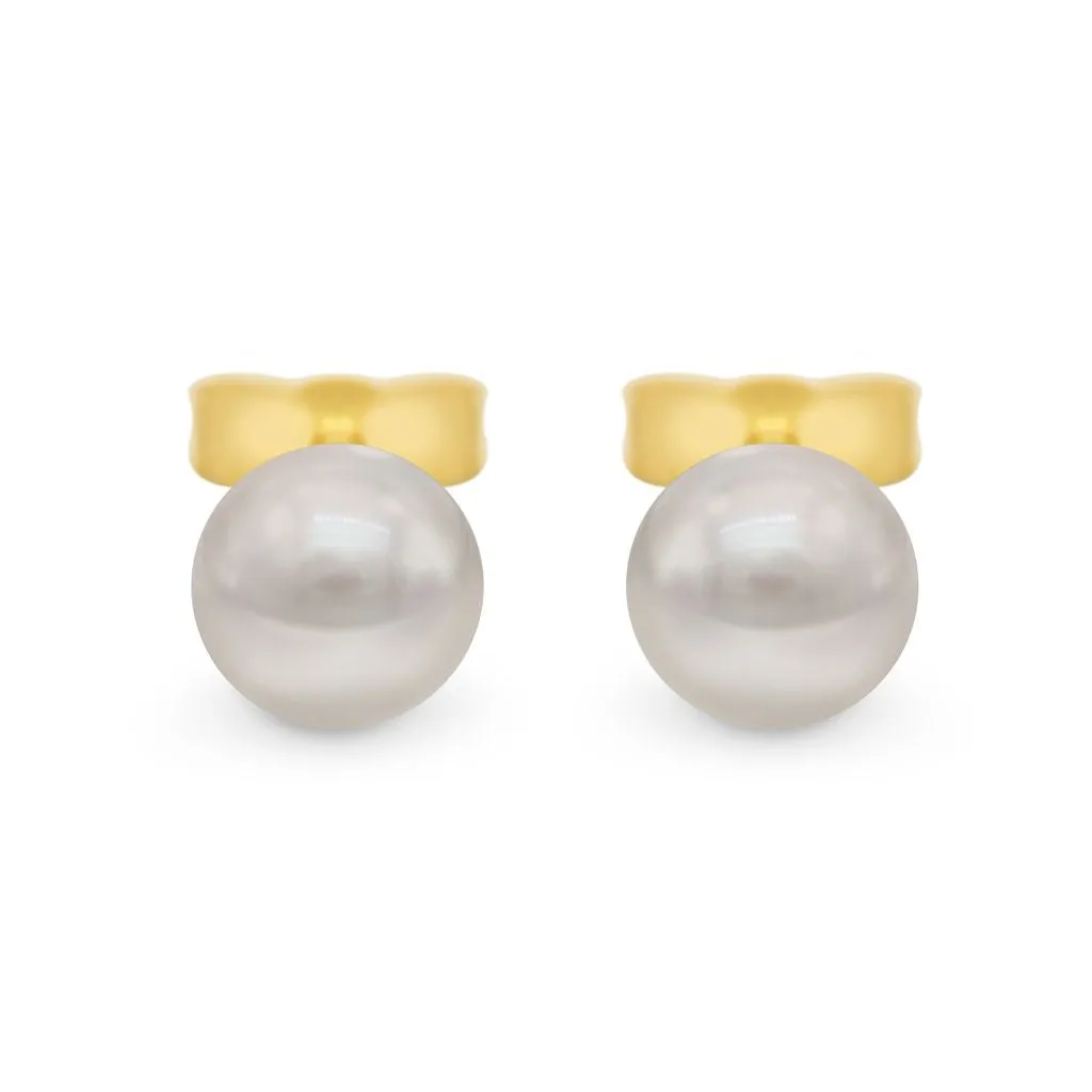 9ct Yellow Gold Pearl Stud Earrings 6mm GEAR021